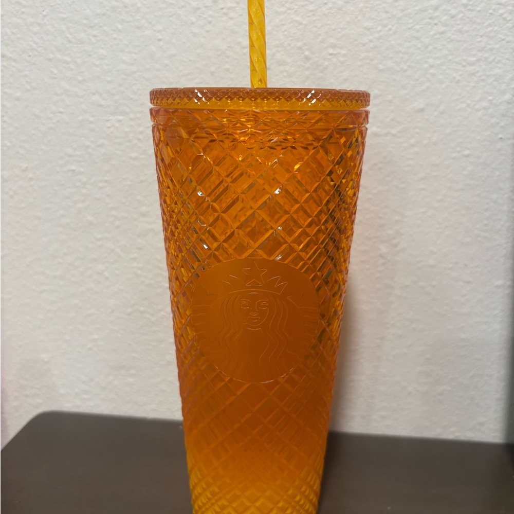 Starbucks Orange Tumbler with Straw